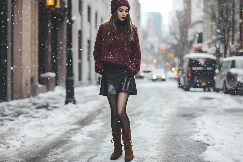 Comment porter la jupe en cuir en hiver 5 idees de looks chaleureux Partoutatiss